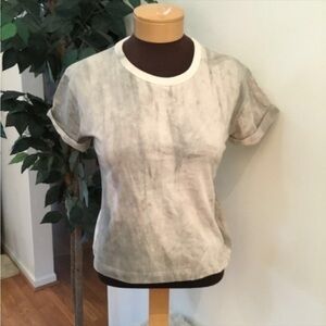 PACSUN XS Womans gray and white roll sleeve short sleeve top